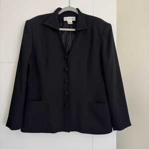 Christian Dior Vintage Black Buttons Blazer Jacket Size 16